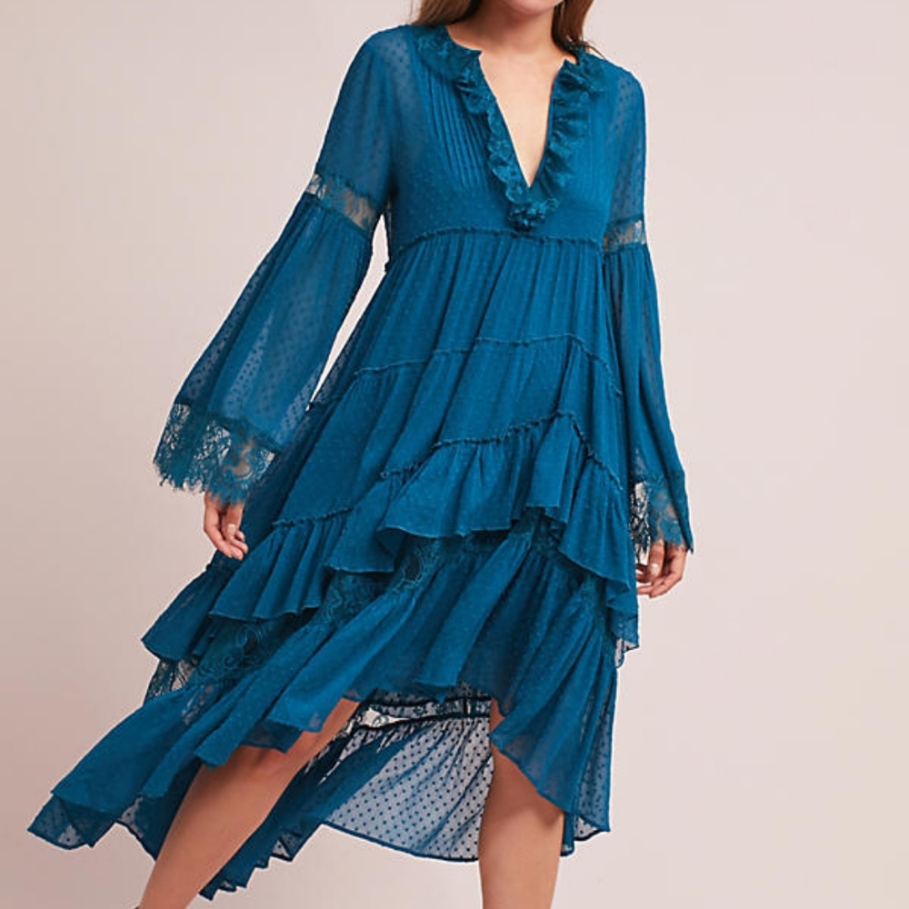 Anthropologie Blue High Low Dress